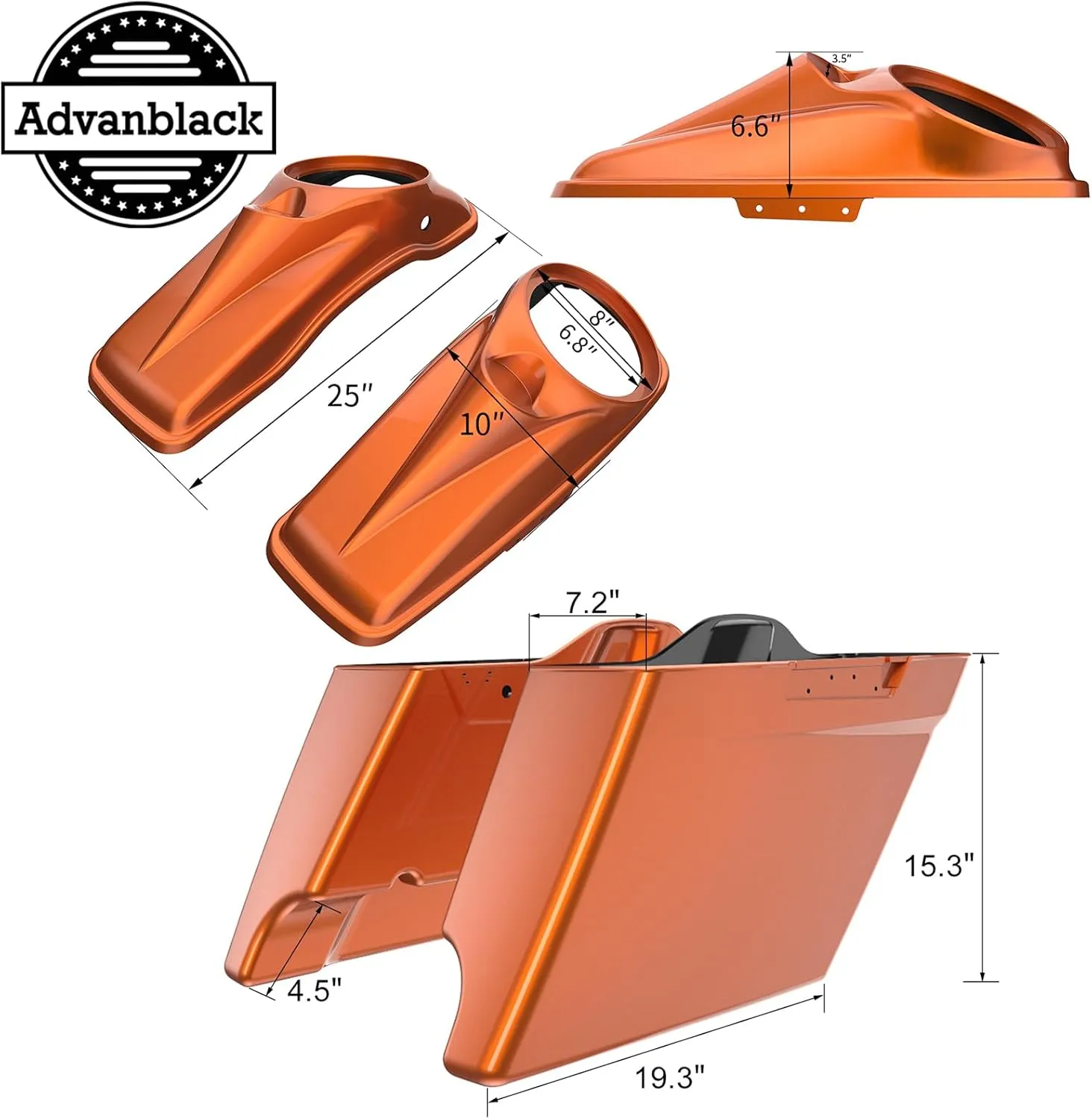 Advanblack Stretched Saddlebags Compatible with Harley H-D Touring FLH 2014  (Hard Candy Mercury, 8 inch Speaker Lids)
