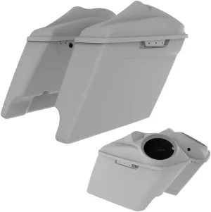 Advanblack Stretched Saddlebags Compatible with Harley H-D Touring FLH 2014  (Hard Candy Mercury, 8 inch Speaker Lids)