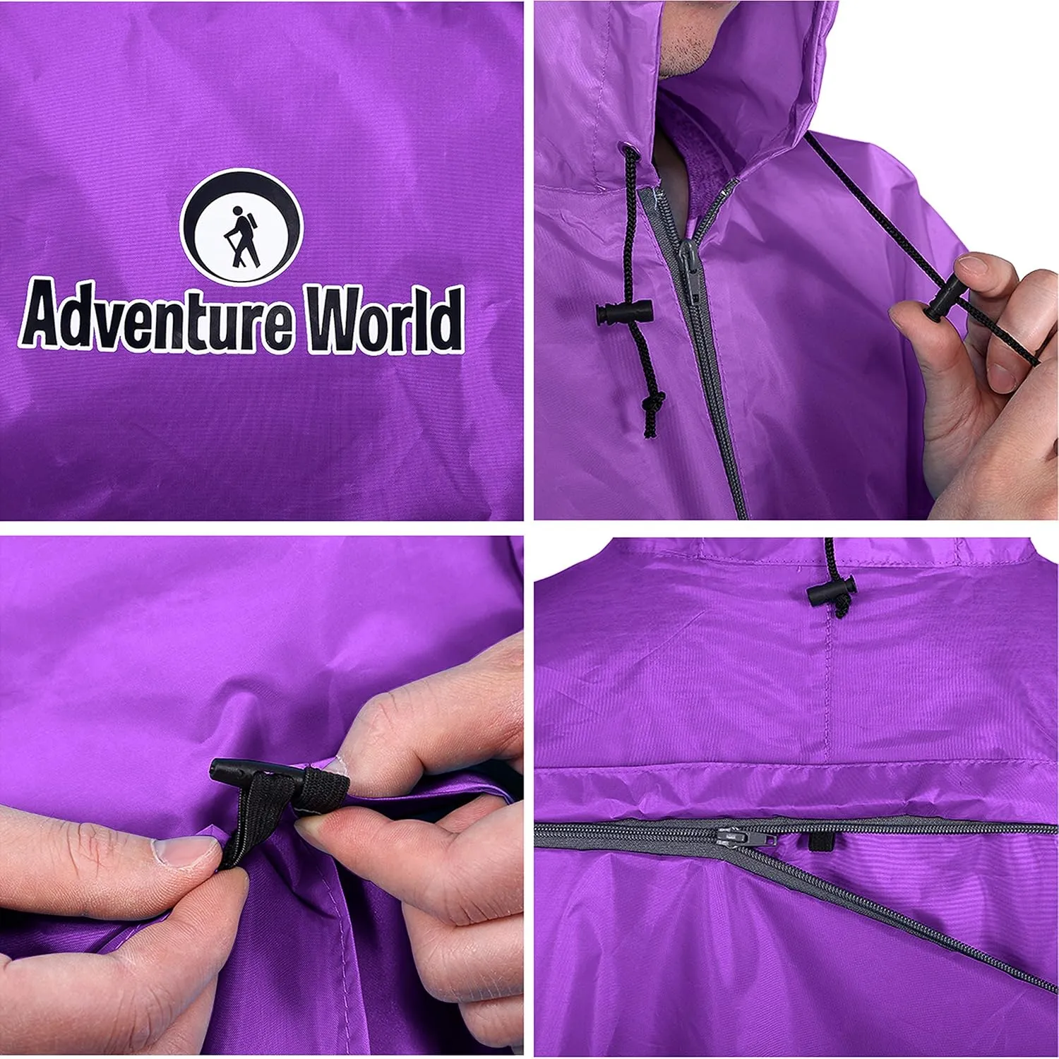 Adventure World Globotrekker Backpack Poncho Lightweight Waterproof Rain Poncho for Hiking, Camping, Travel & Outdoor Use