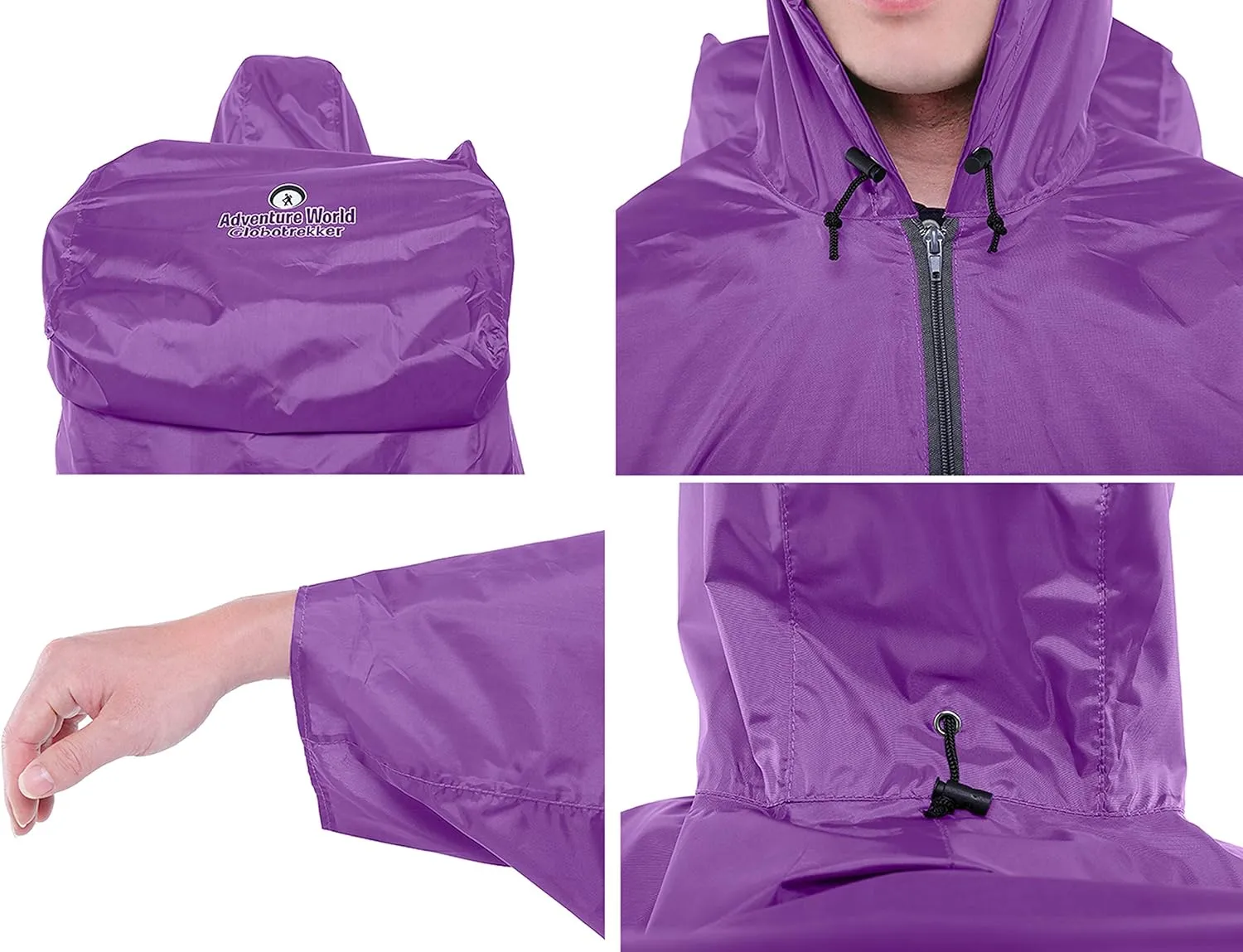 Adventure World Globotrekker Backpack Poncho Lightweight Waterproof Rain Poncho for Hiking, Camping, Travel & Outdoor Use