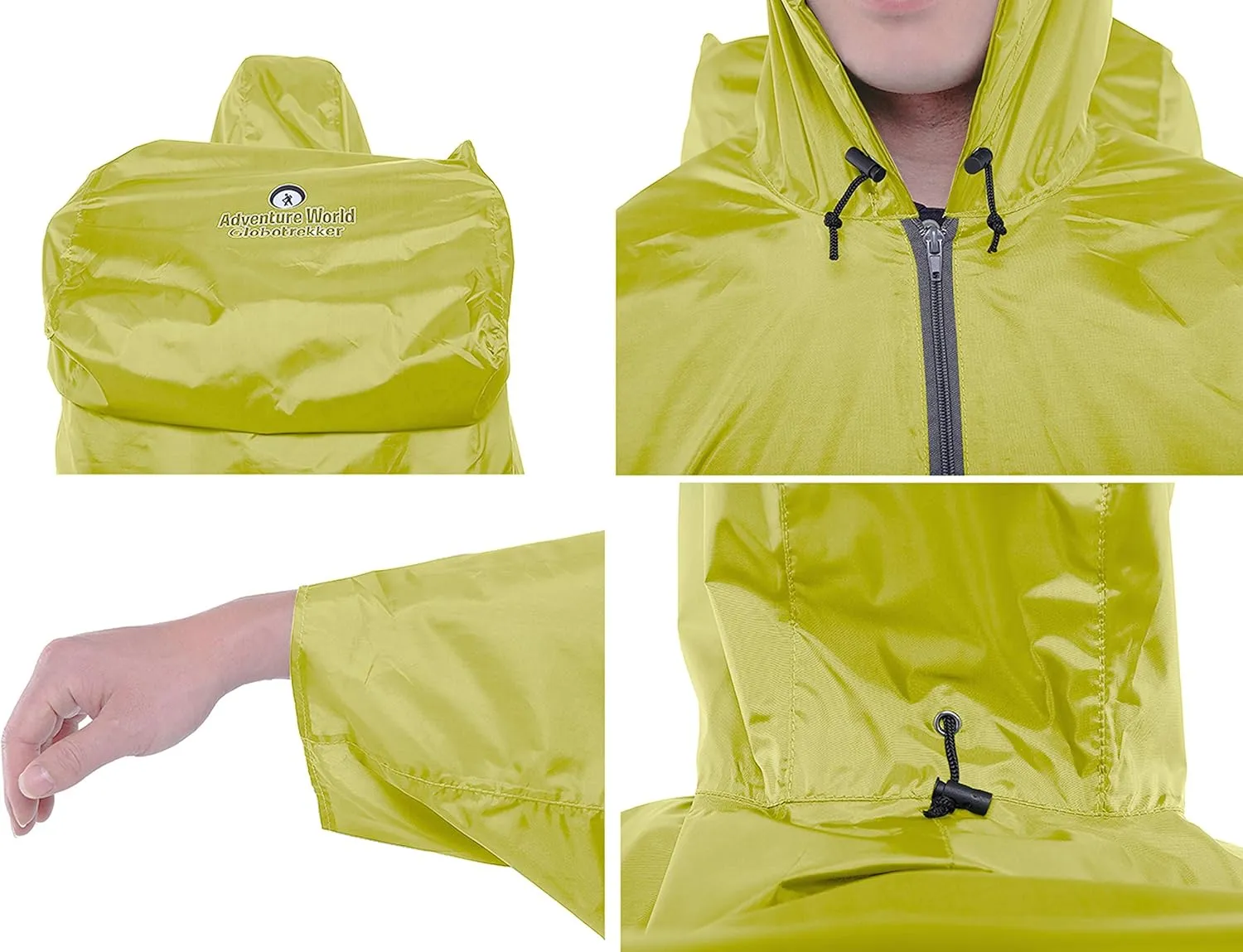 Adventure World Globotrekker Backpack Poncho Lightweight Waterproof Rain Poncho for Hiking, Camping, Travel & Outdoor Use