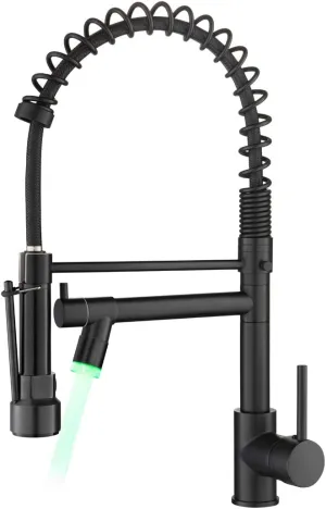 AIMADI Kitchen Faucet,Black Kitchen Faucet,Commercial Kitchen Faucet with Sprayer Single Handle Single Hole Spring Kitchen Sink Faucet,Matte Black