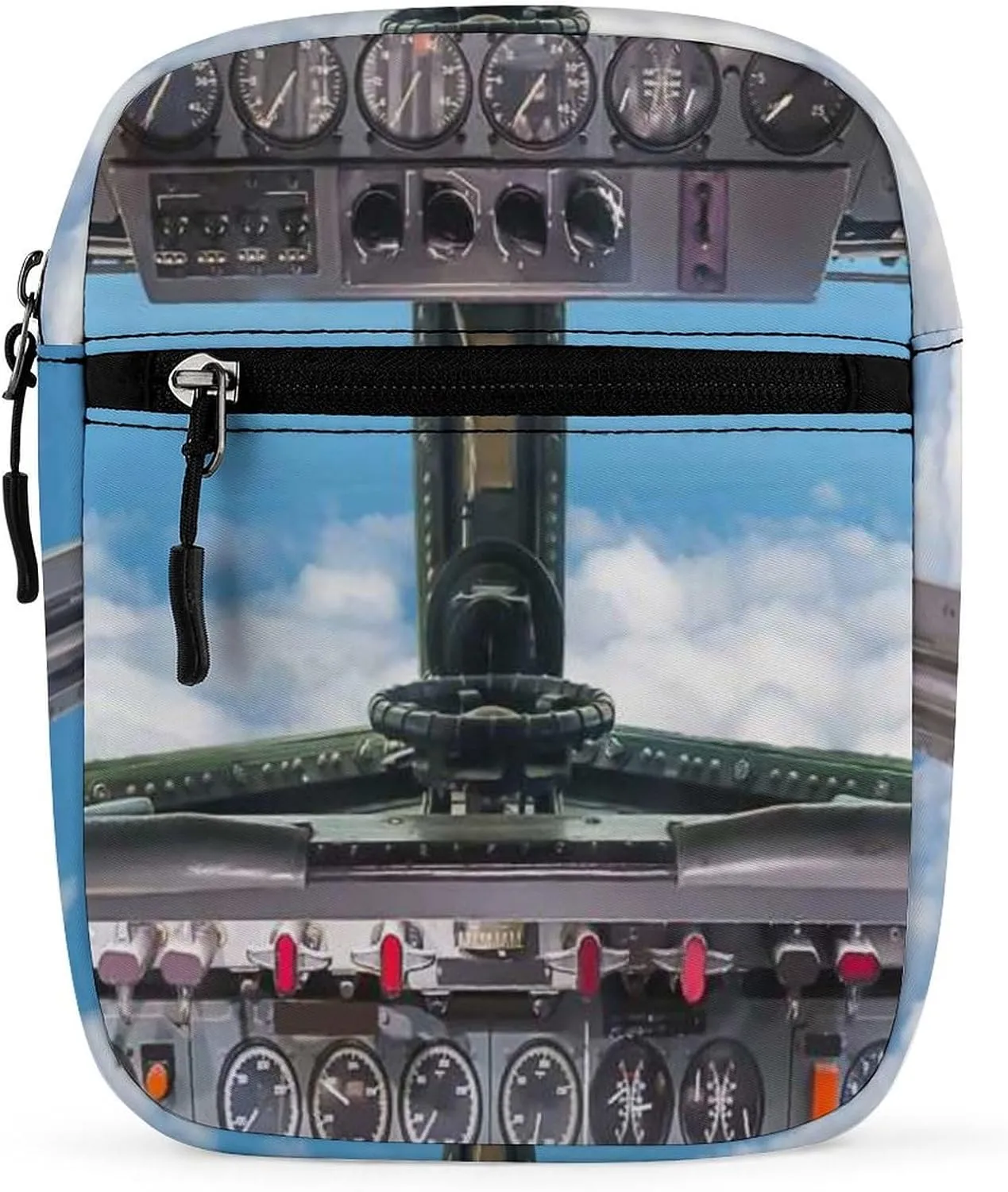 Airplane Cockpit View Blue Sky Outside Adjustable Fanny Waist Pack Pouch, Waterproof Crossbody Runners Bag Wallet for Gym Hiking Fitness Women Men 6.1 x 2.2 x 7.9 inch