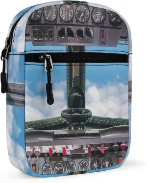 Airplane Cockpit View Blue Sky Outside Adjustable Fanny Waist Pack Pouch, Waterproof Crossbody Runners Bag Wallet for Gym Hiking Fitness Women Men 6.1 x 2.2 x 7.9 inch