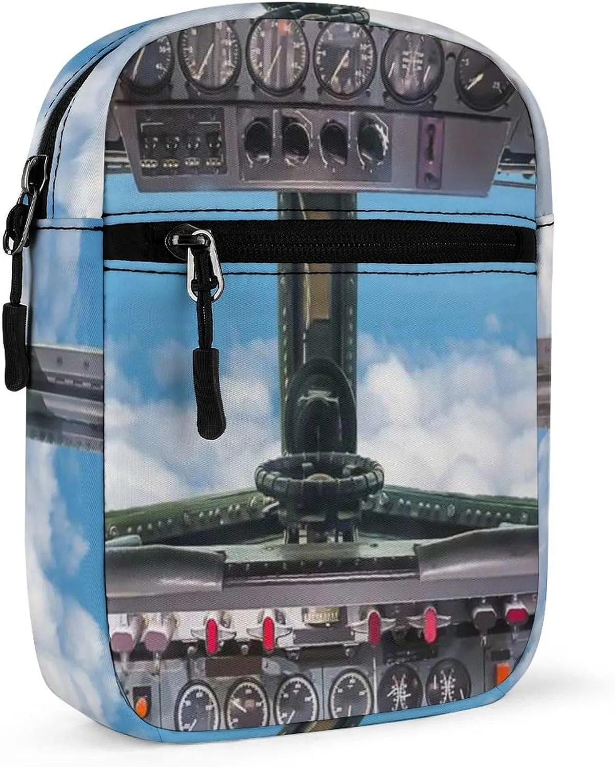 Airplane Cockpit View Blue Sky Outside Adjustable Fanny Waist Pack Pouch, Waterproof Crossbody Runners Bag Wallet for Gym Hiking Fitness Women Men 6.1 x 2.2 x 7.9 inch