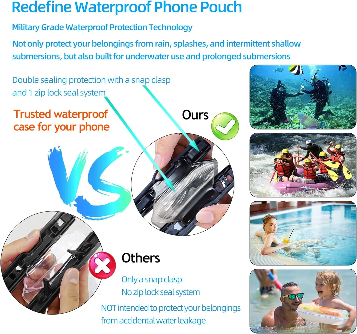 AiRunTech Waterproof Fanny Pack,Waterproof Phone Pouch for iPhone 15 14 13 12 11 Pro Max,IPX8 Waterproof Dry Bag for Snorkeling Beach Cruise Kayaking Pool Swimming(Phone Case   Waist Bag 2-Piece Set)