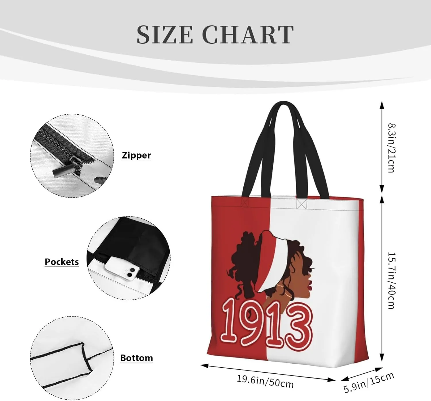 AkA Sorority Gifts Tote Bag Reusable Canvas Shoulder Bag Shopping Tote Bag for Women Travel Work Beach Bag