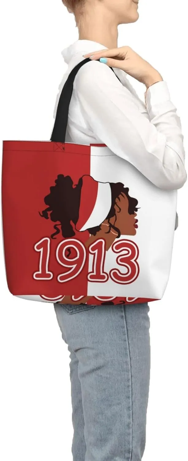 AkA Sorority Gifts Tote Bag Reusable Canvas Shoulder Bag Shopping Tote Bag for Women Travel Work Beach Bag