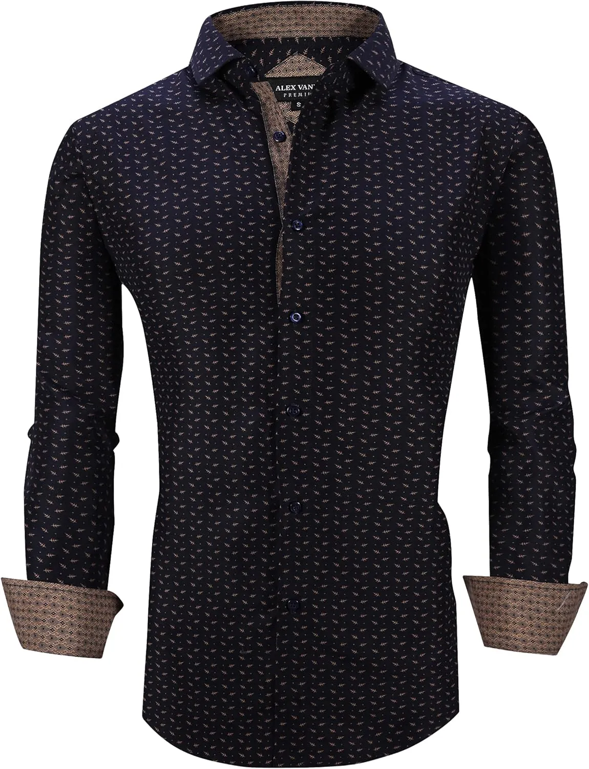 Alex Vando Mens Printed Dress Shirts Long Sleeve Regular Fit Button Down Shirt