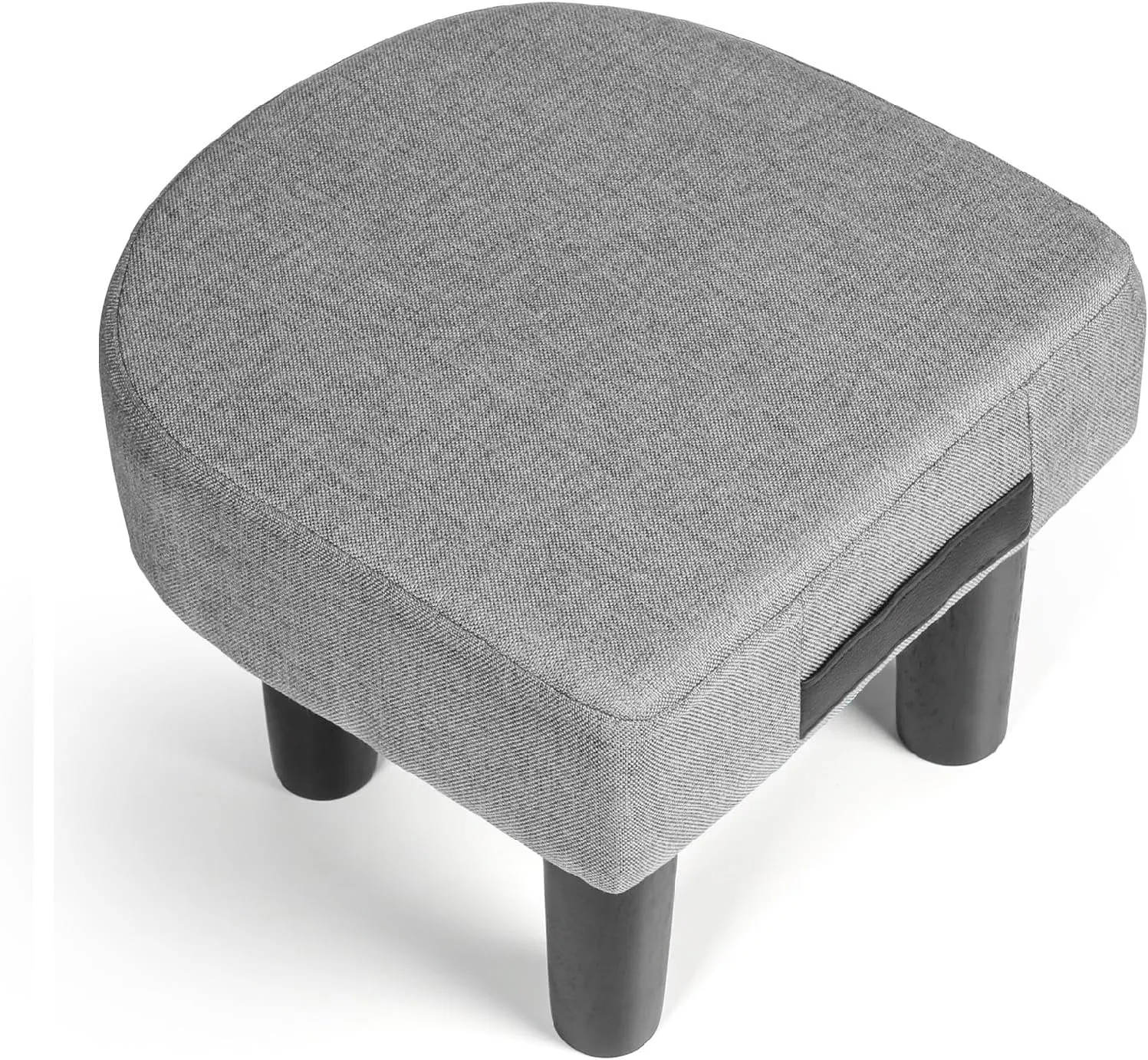 Allinside Ottoman Footstool with Handle, D-Shaped Linen Footrest, Small Shoe Seat Step Stool, Soft Sponge Foot Stool for Living Room, Bedroom, Couch, Entryway (Grey)