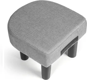 Allinside Ottoman Footstool with Handle, D-Shaped Linen Footrest, Small Shoe Seat Step Stool, Soft Sponge Foot Stool for Living Room, Bedroom, Couch, Entryway (Grey)