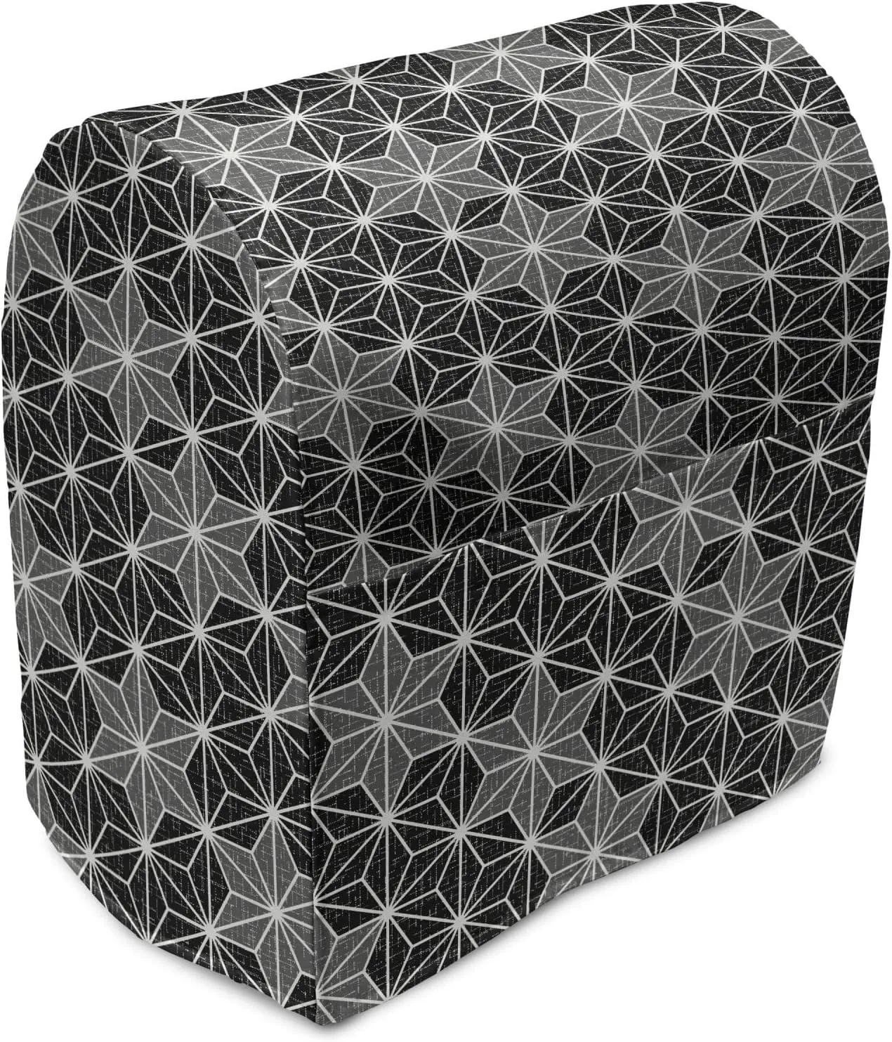 Ambesonne Abstract Stand Mixer Cover, Grayscale Design Starry Geometric Grunge Weathered Look Repetition, Kitchen Appliance Organizer Bag Cover with a Pocket, 6-8 Quarts, Charcoal Grey and White