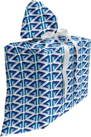 Ambesonne Geometric Fabric Gift Bag, Ornate Impossible Penrose Triangles Pattern Blue Toned Illustration, Present Sack for Parties Birthdays with 3 Ribbons, 27, Pale Blue Navy Blue