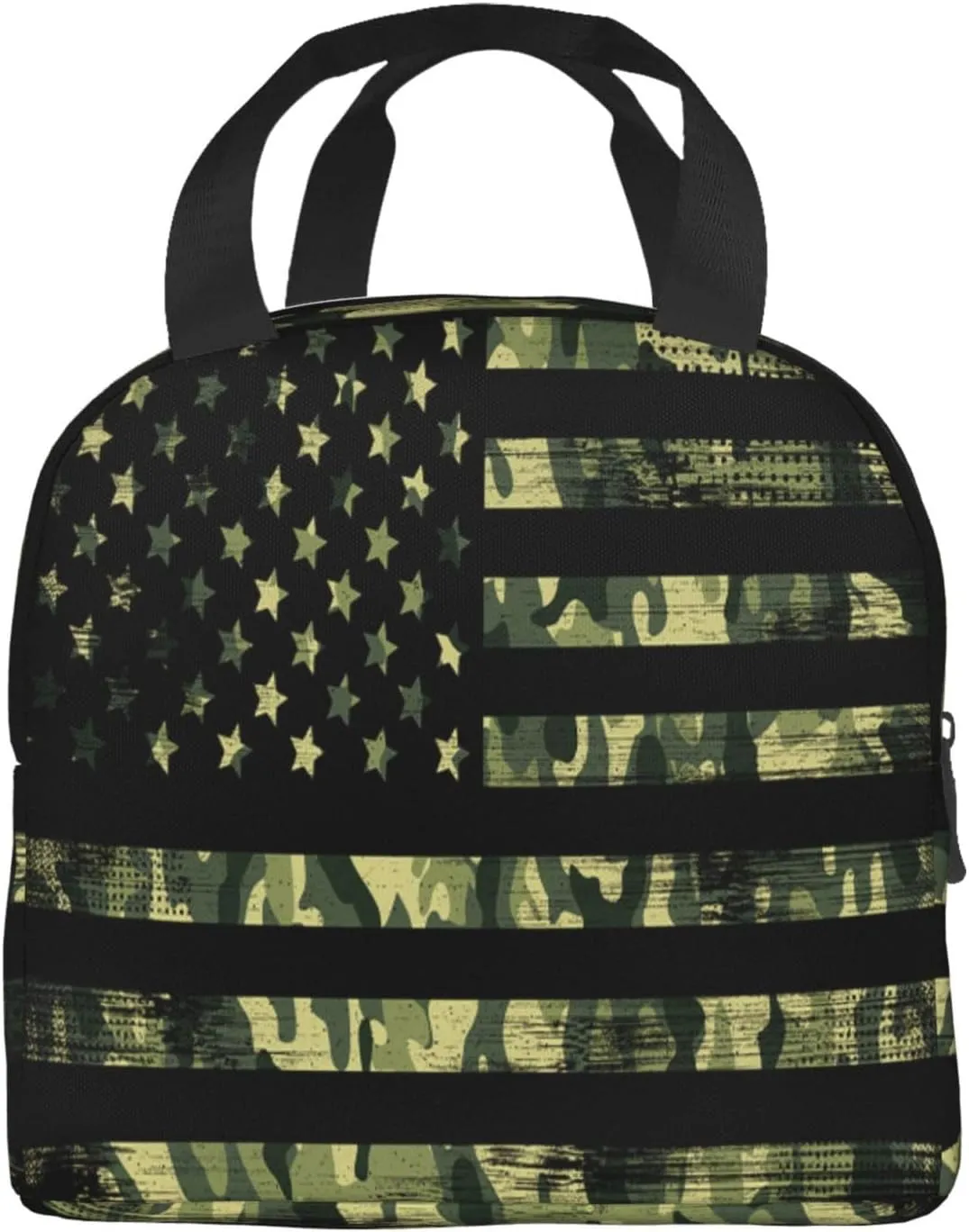 American Flag Lunch Box Insulated Lunch Bag Reusable Meal Cooler Container Aesthetic Tote Lunchbox For Women Men Office Work Picnic Travel (Green Camouflage)