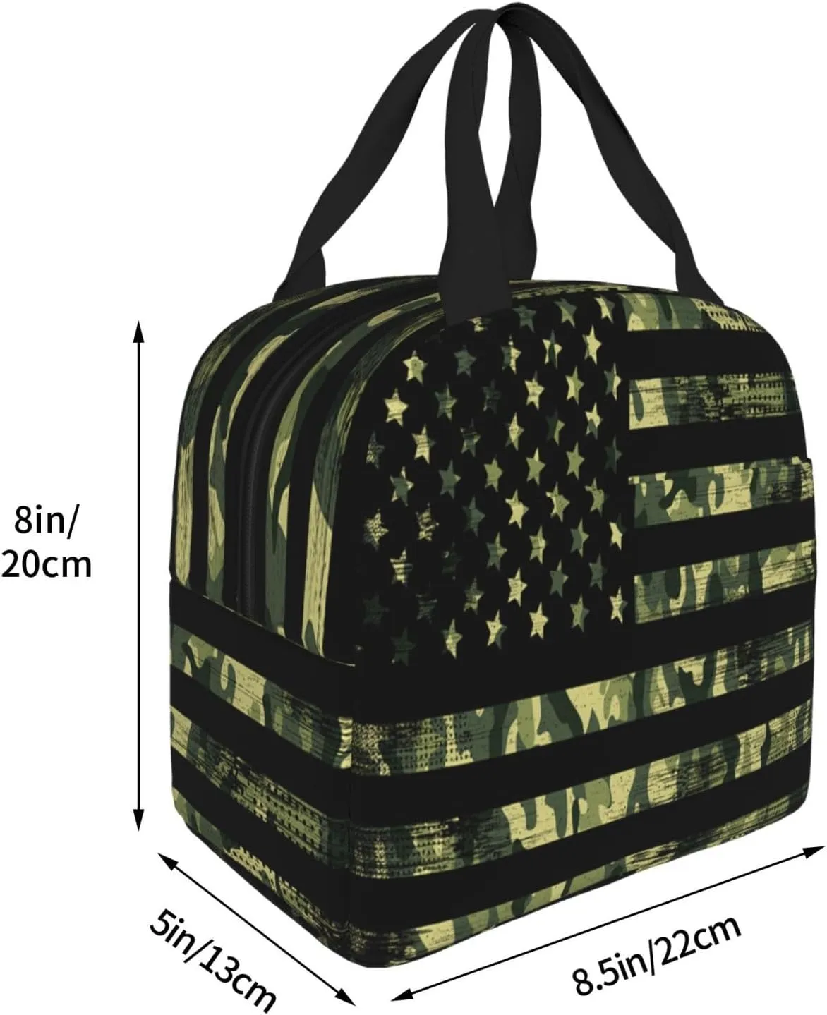 American Flag Lunch Box Insulated Lunch Bag Reusable Meal Cooler Container Aesthetic Tote Lunchbox For Women Men Office Work Picnic Travel (Green Camouflage)