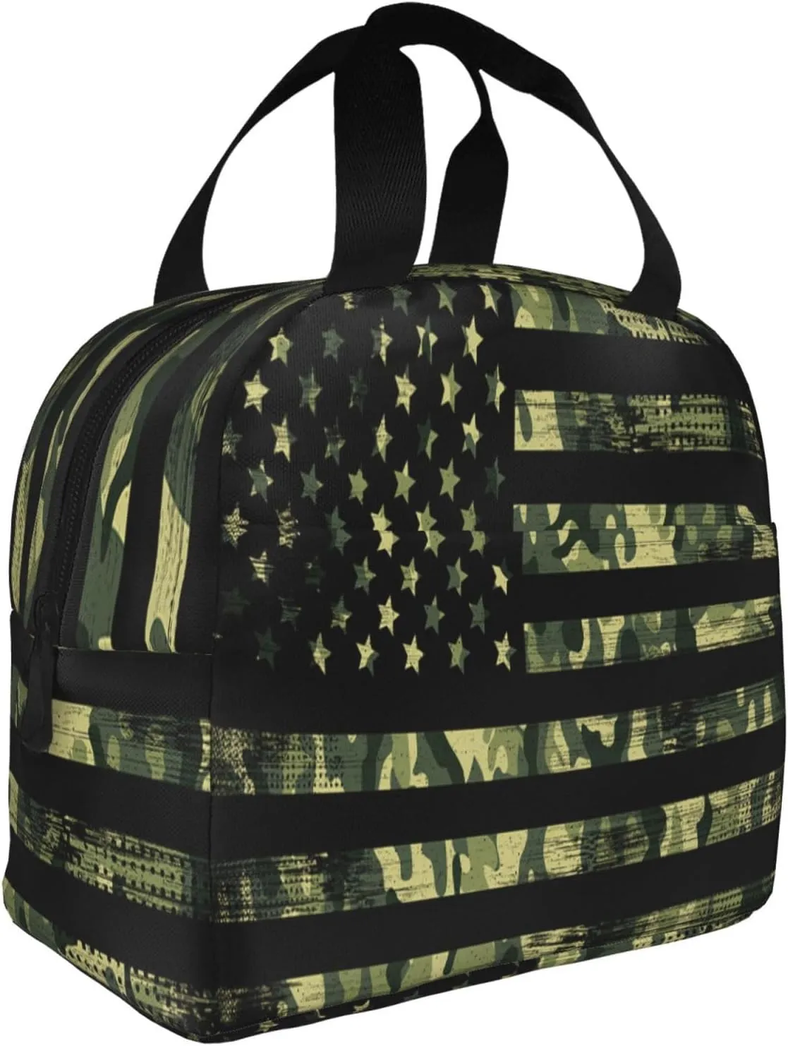 American Flag Lunch Box Insulated Lunch Bag Reusable Meal Cooler Container Aesthetic Tote Lunchbox For Women Men Office Work Picnic Travel (Green Camouflage)