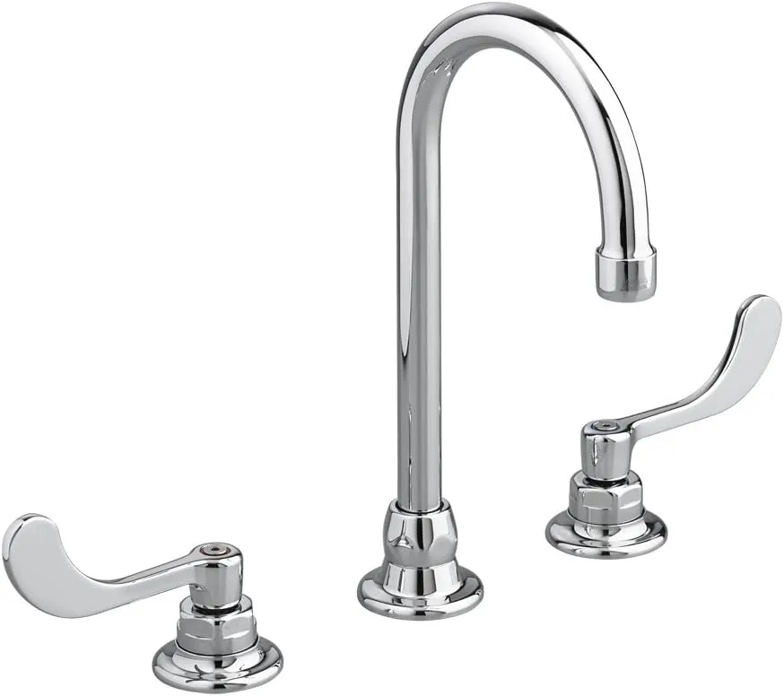 American Standard 6540.170.002 Monterrey Widespread 1.5 Gpm Gooseneck Faucet with VR Wrist Blace Handles Less Drain, Polished Chrome