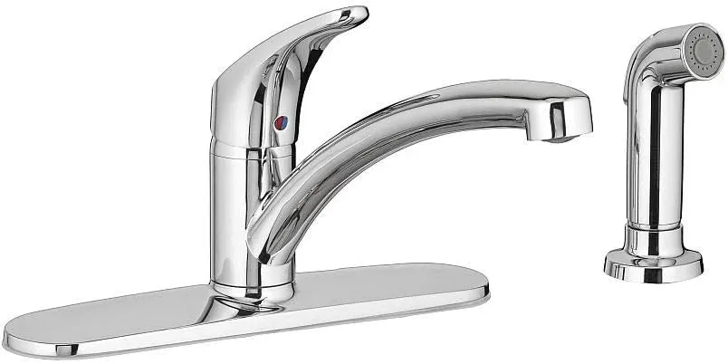 American Standard 7074040.002 Colony Pro Single-Handle Kitchen Faucet with Side Spray and Deckplate, Polished Chrome