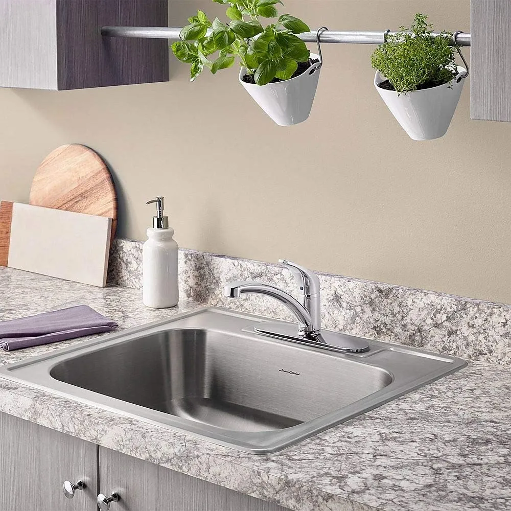 American Standard 7074040.002 Colony Pro Single-Handle Kitchen Faucet with Side Spray and Deckplate, Polished Chrome