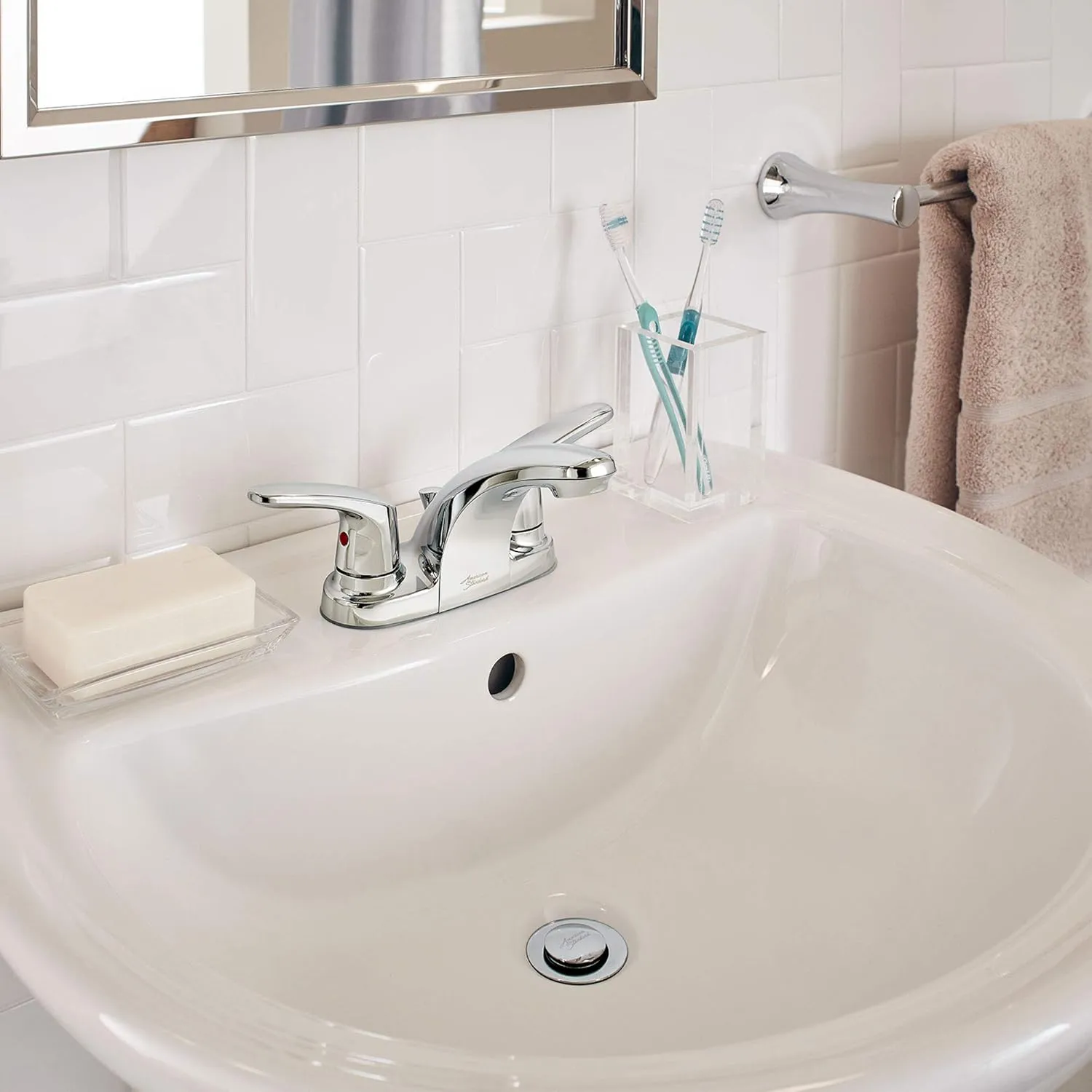 American Standard 7075200.002 Colony Pro Two-Handle Centerset Bathroom Faucet, 1.2 GPM, Polished Chrome