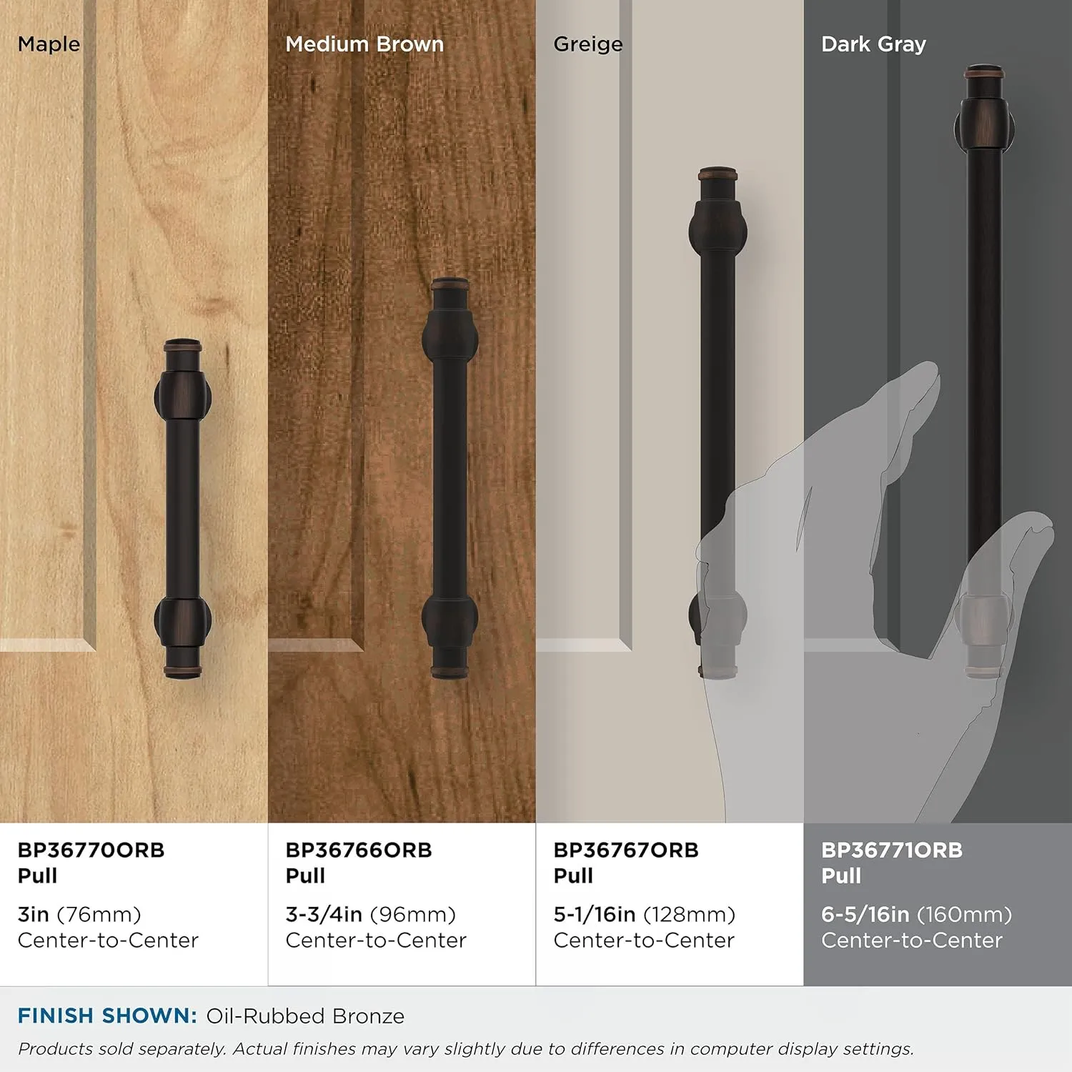 Amerock BP36771ORB | Oil Rubbed Bronze Cabinet Pull | 6-5/16 in (160 mm) Center-to-Center Cabinet Handle | Winsome | Drawer Pull | Kitchen Cabinet Handle | Furniture Hardware