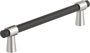 Amerock BP36859FBPN | Mergence 5-1/16 inch (128mm) Center-to-Center Matte Black/Polished Nickel Cabinet Pull | Kitchen Cabinet Hardware | Furniture Hardware | Drawer Handle