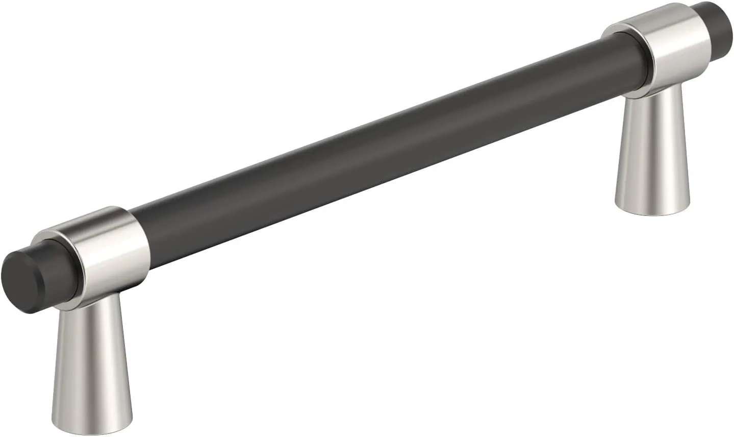 Amerock BP36859FBPN | Mergence 5-1/16 inch (128mm) Center-to-Center Matte Black/Polished Nickel Cabinet Pull | Kitchen Cabinet Hardware | Furniture Hardware | Drawer Handle