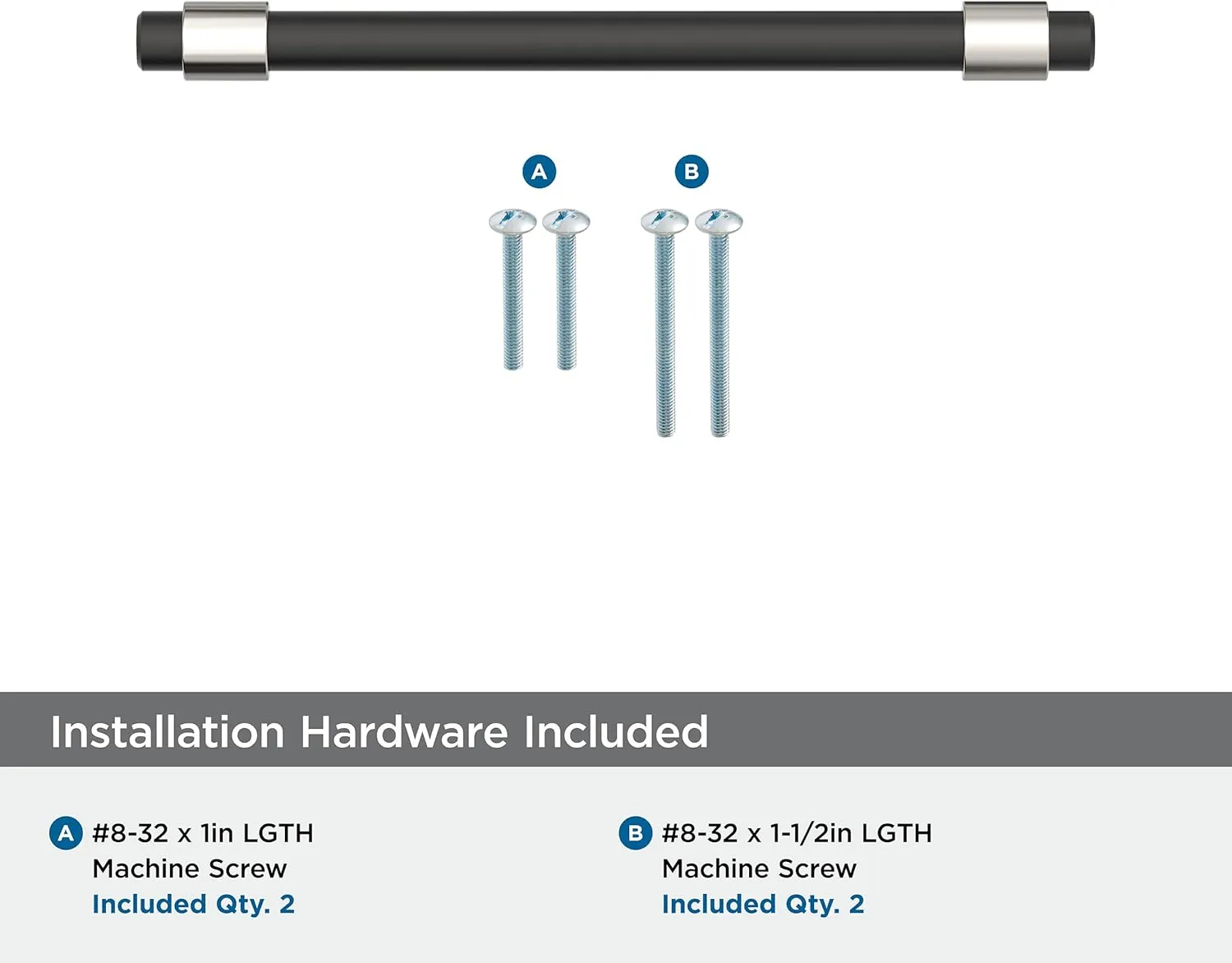 Amerock BP36859FBPN | Mergence 5-1/16 inch (128mm) Center-to-Center Matte Black/Polished Nickel Cabinet Pull | Kitchen Cabinet Hardware | Furniture Hardware | Drawer Handle