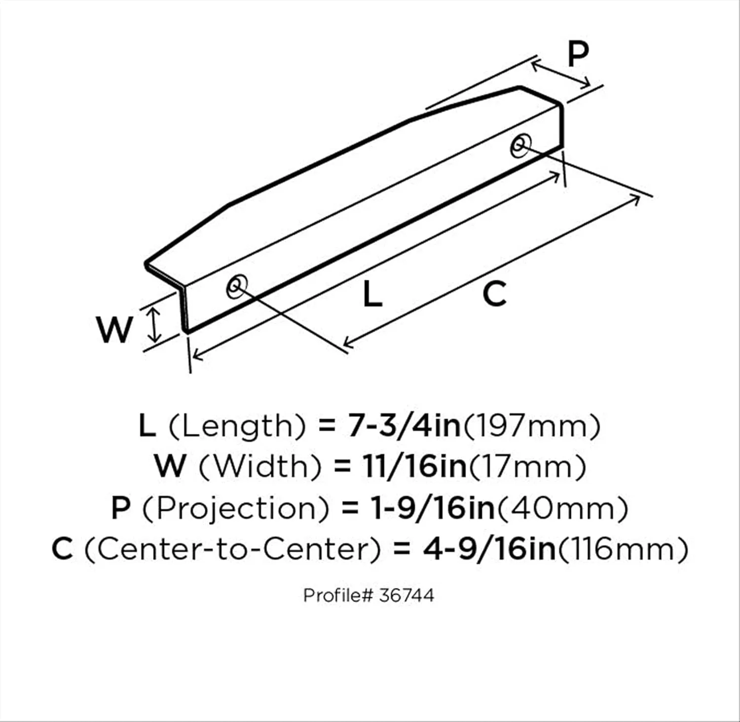 Amerock | Cabinet Edge Pull | Polished Nickel | 4-9/16 inch (116 mm) Center to Center | Aloft | 1 Pack | Drawer Pull | Drawer Handle | Cabinet Hardware