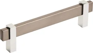 Amerock | Cabinet Pull | Black Brushed Nickel/Polished Chrome | 5-1/16 inch (128 mm) Center to Center | Mulino | 1 Pack | Drawer Pull | Drawer Handle | Cabinet Hardware