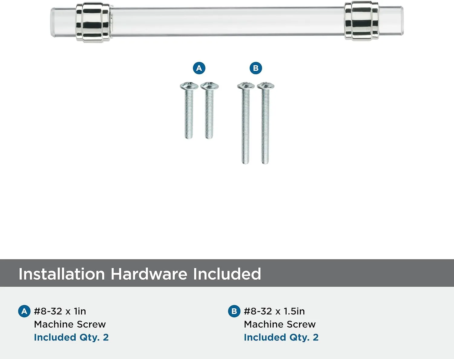 Amerock | Cabinet Pull | Clear/Polished Chrome | 5-1/16 inch (128 mm) Center to Center | Glacio | 1 Pack | Drawer Pull | Drawer Handle | Cabinet Hardware