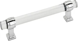 Amerock | Cabinet Pull | Clear/Polished Chrome | 5-1/16 inch (128 mm) Center to Center | Glacio | 1 Pack | Drawer Pull | Drawer Handle | Cabinet Hardware