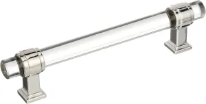 Amerock | Cabinet Pull | Clear/Polished Nickel | 5-1/16 inch (128 mm) Center to Center | Glacio | 1 Pack | Drawer Pull | Drawer Handle | Cabinet Hardware