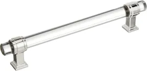 Amerock | Cabinet Pull | Clear/Polished Nickel | 6-5/16 inch (160 mm) Center to Center | Glacio | 1 Pack | Drawer Pull | Drawer Handle | Cabinet Hardware
