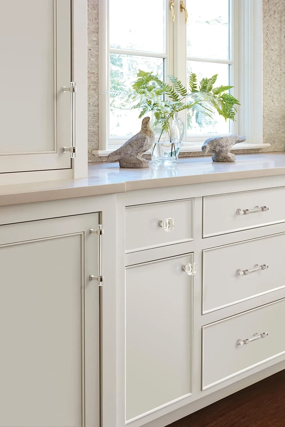 Amerock | Cabinet Pull | Clear/Polished Nickel | 6-5/16 inch (160 mm) Center to Center | Glacio | 1 Pack | Drawer Pull | Drawer Handle | Cabinet Hardware