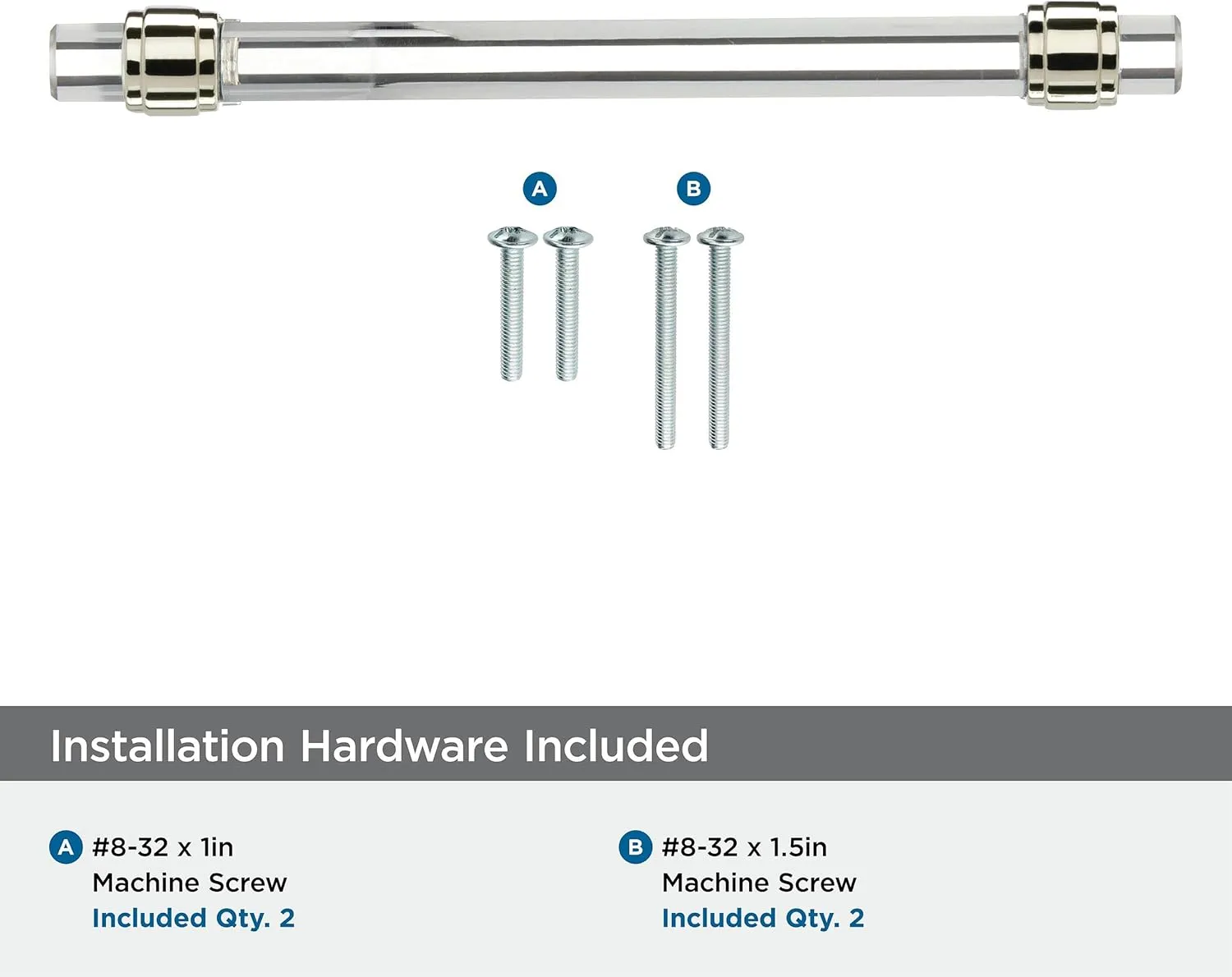 Amerock | Cabinet Pull | Clear/Polished Nickel | 6-5/16 inch (160 mm) Center to Center | Glacio | 1 Pack | Drawer Pull | Drawer Handle | Cabinet Hardware