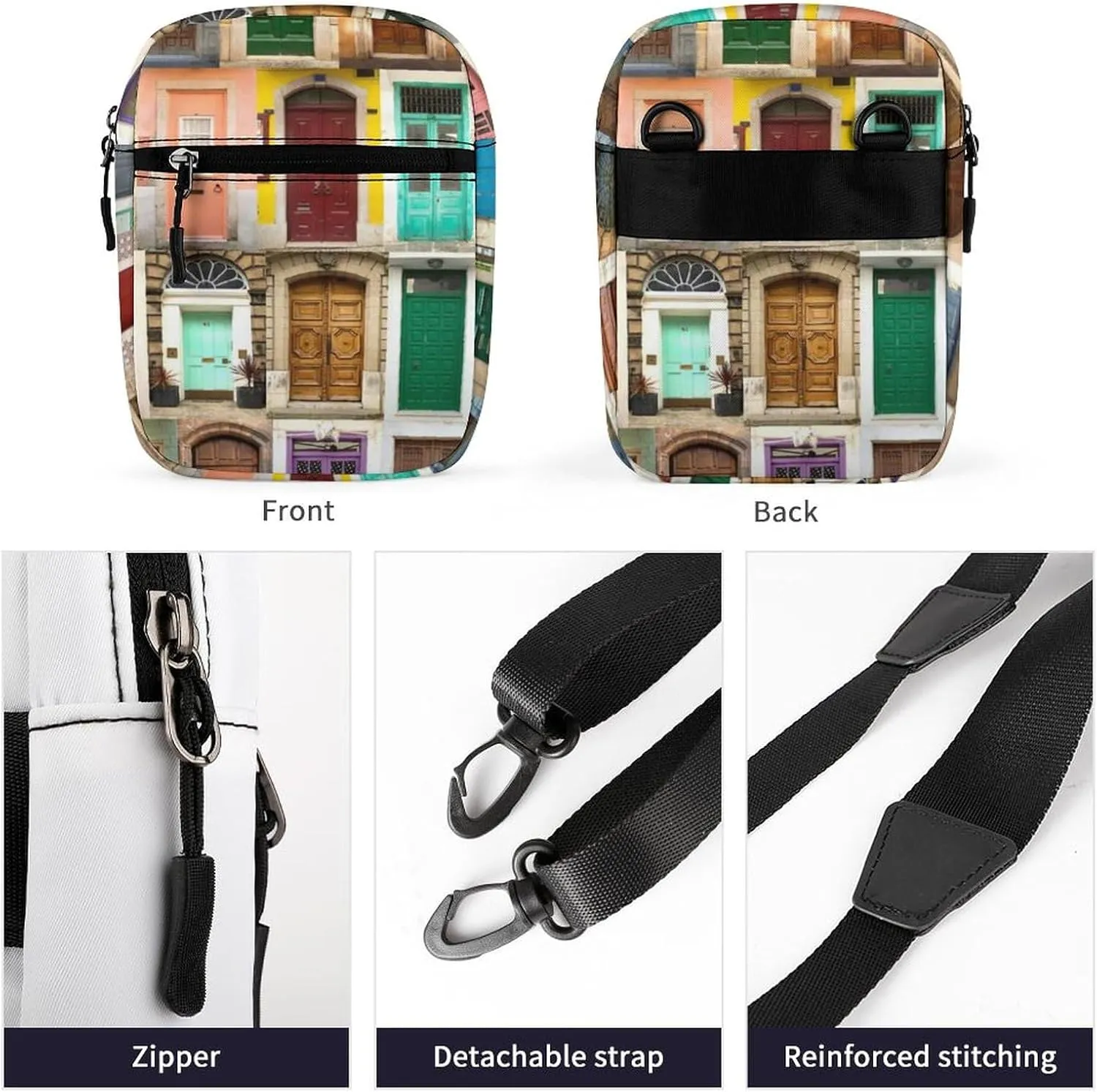 Ancient Wooden Door From all Around The World Adjustable Fanny Waist Pack Pouch, Waterproof Crossbody Runners Bag Wallet for Gym Hiking Fitness Women Men 6.1 x 2.2 x 7.9 inch