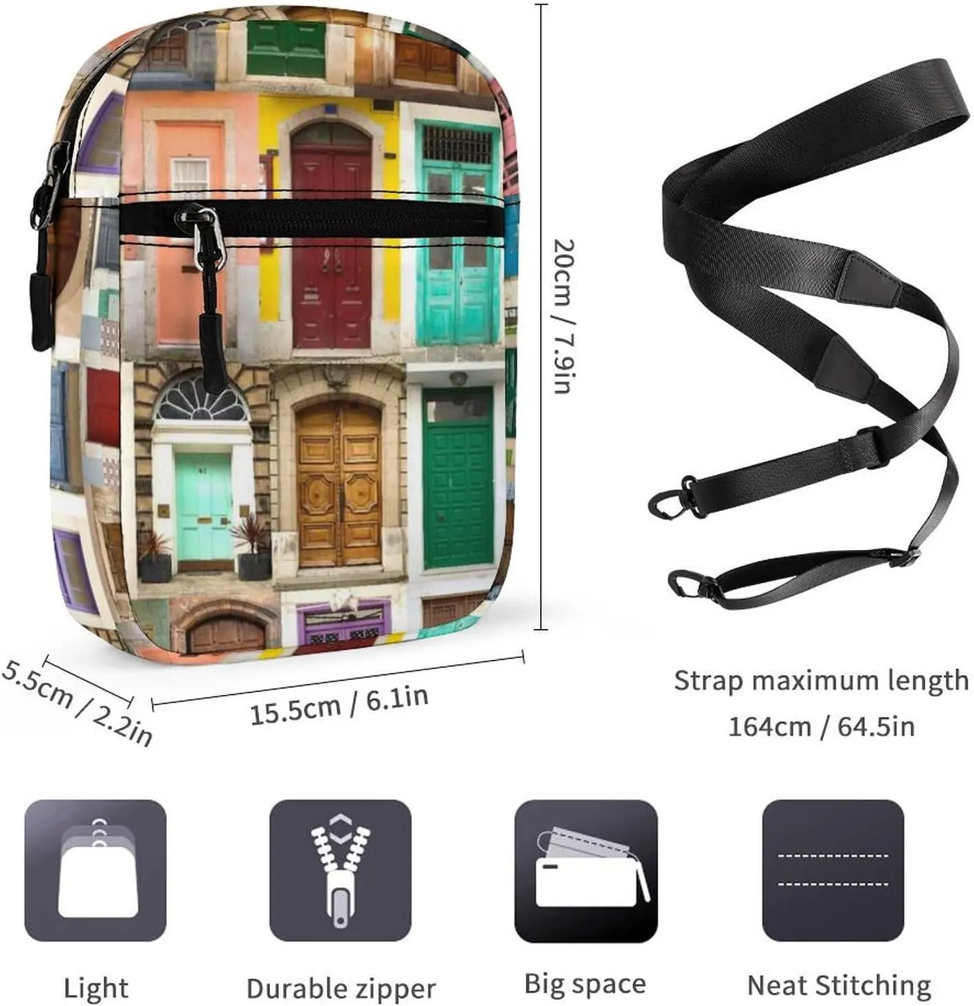Ancient Wooden Door From all Around The World Adjustable Fanny Waist Pack Pouch, Waterproof Crossbody Runners Bag Wallet for Gym Hiking Fitness Women Men 6.1 x 2.2 x 7.9 inch