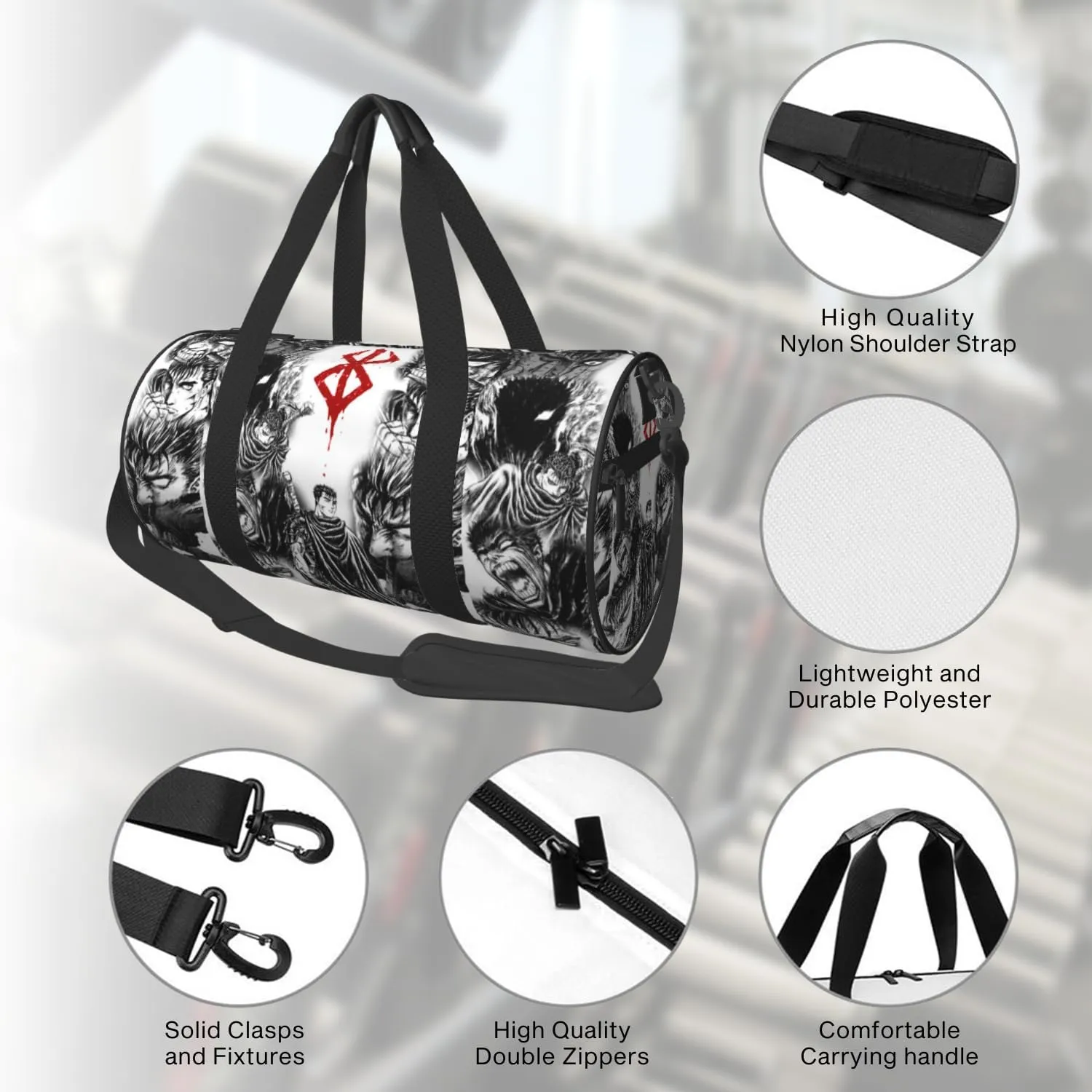 Anime Gym Bag for Women Men - Large Capacity Waterproof Workout Fitness Travel Sports Bags Fashion Street Camping Weekender Expandable Carry On Duffle Bag For Couple (B13)