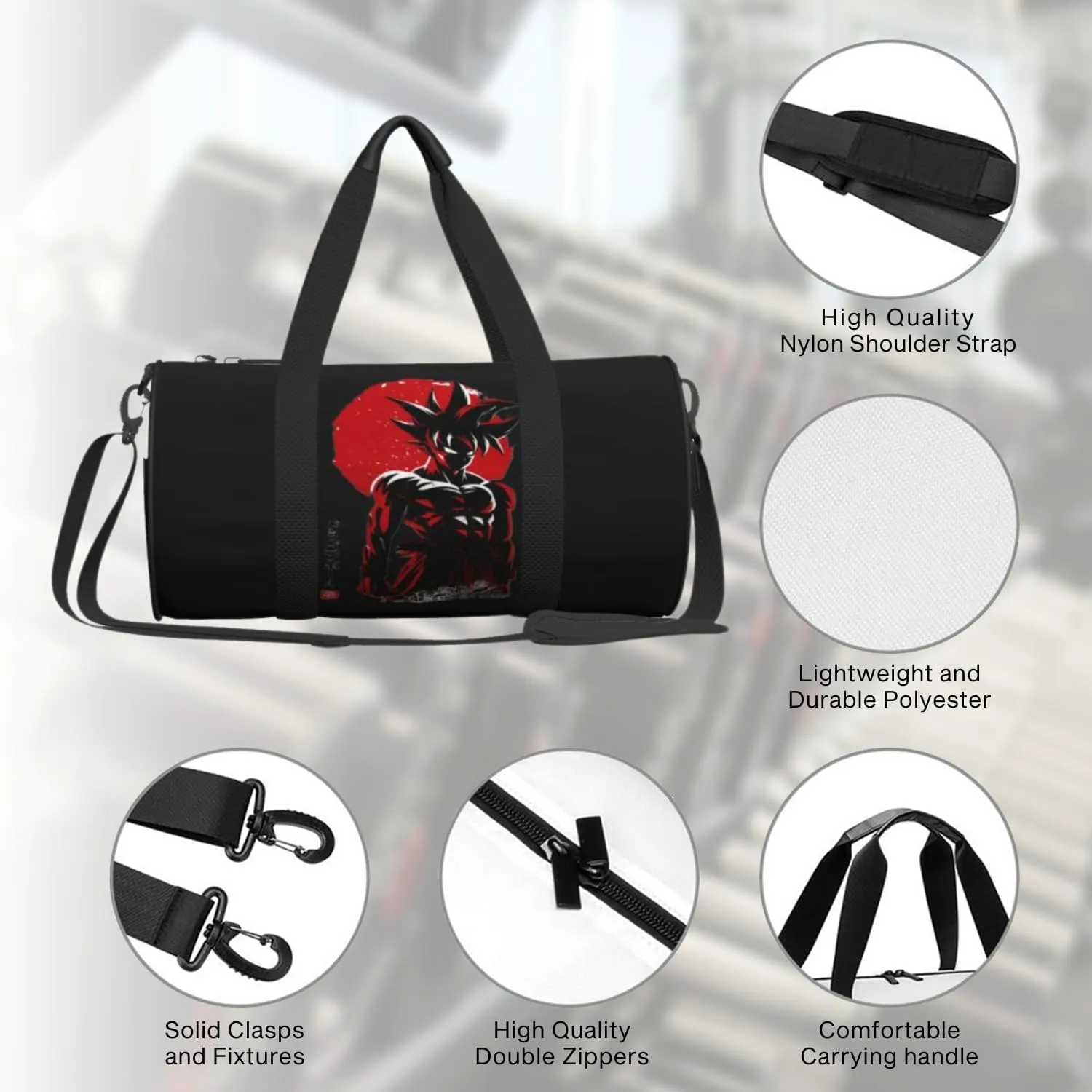 Anime Gym Bag for Women Men - Large Capacity Waterproof Workout Fitness Travel Sports Bags Fashion Street Camping Weekender Expandable Carry On Duffle Bag For Couple (B7)