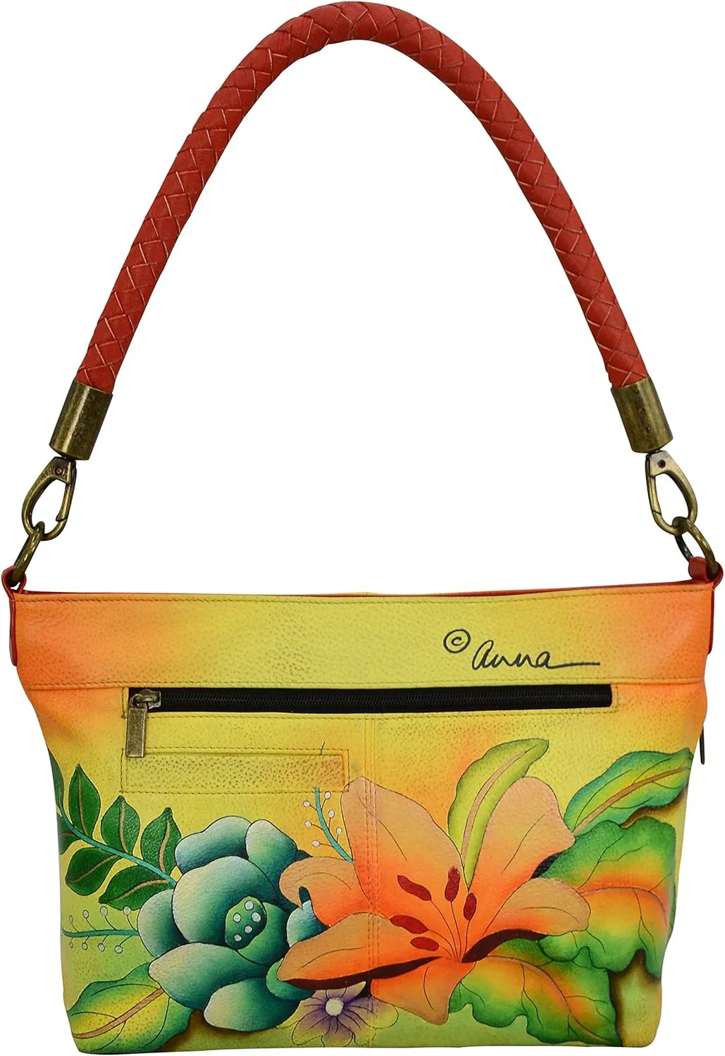 Anna by Anuschka Women’s Hand Painted Genuine Leather Shoulder Hobo