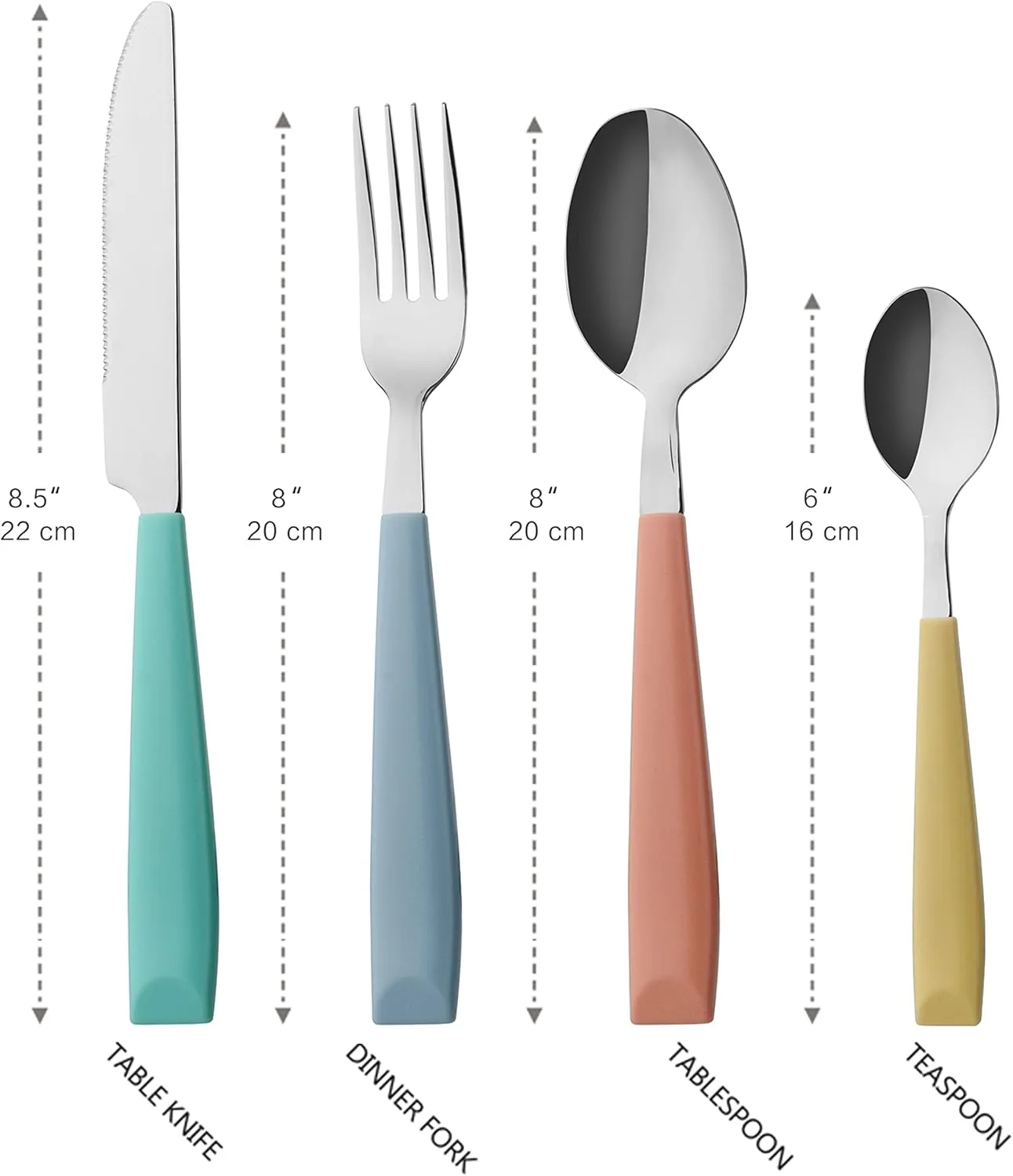 ANNOVA Silverware Set Stainless Steel Cutlery Color Handle Flatware (Mix Color)