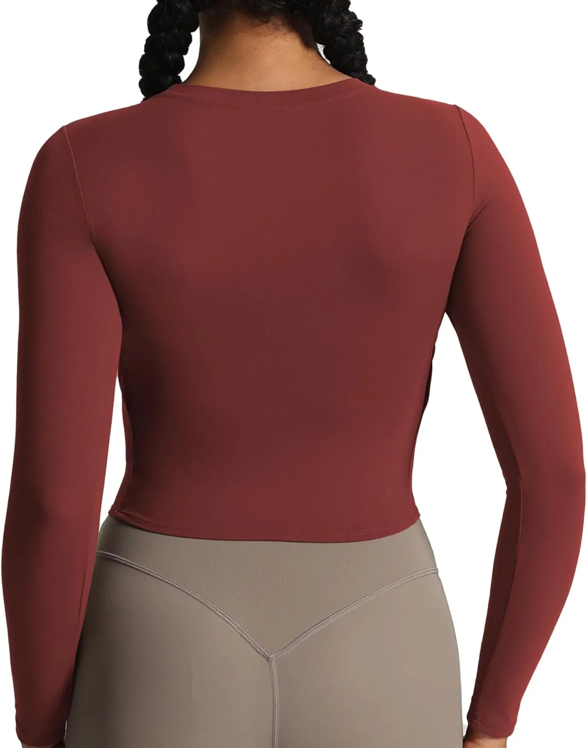 Aoxjox Long Sleeve T-Shirt for Women GEO Seamlines Padded Baby Tee Workout Crop Top