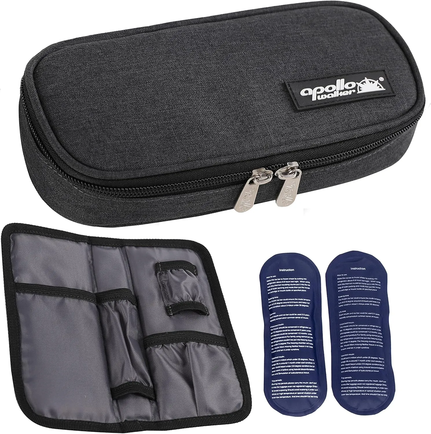 apollo walker Insulin Cooler Travel Case Diabetic Medication Cooler with Ice Packs and Insulation Liner