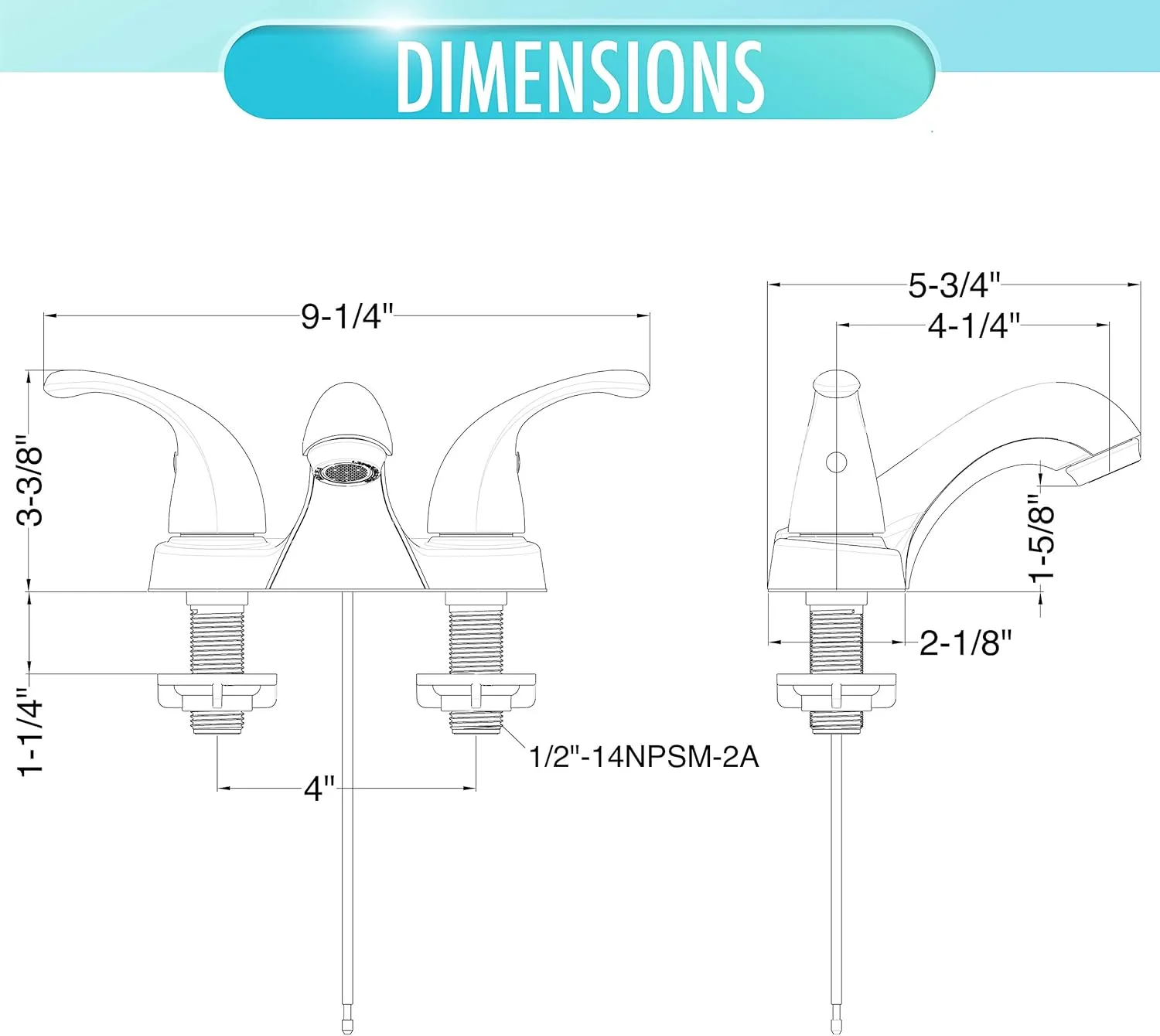 Aqua Vista 15-B42WP-PB-AV Two Handle Bathroom Sink Faucet, Polished Brass