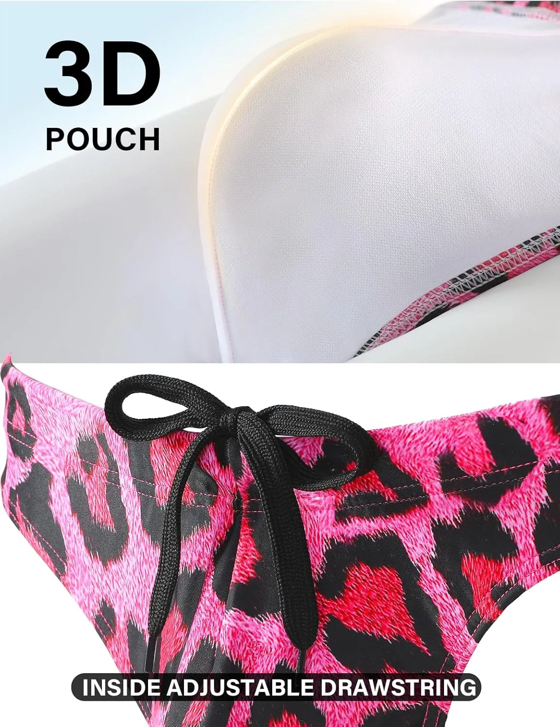 Arjen Kroos Men's Sexy Printed Swim Briefs Tagless Bikini Pattern Swimwear with Drawstrings