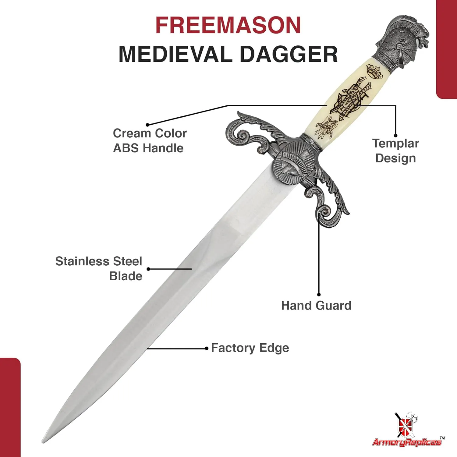 Armory Replicas™ - King Solomon Medieval Crusader Daggers - Perfect for Reenactment