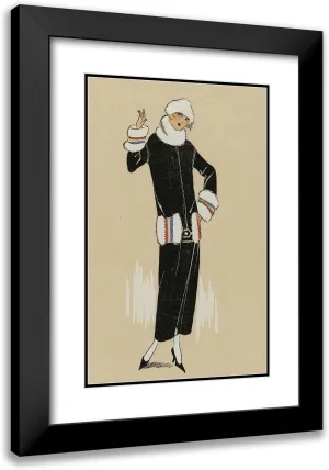ArtDirect Anonymous 13x18 Black Modern Frame and Double Matted Museum Art Print Titled - Creation Jeanne Lanvin (1923)