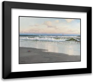 ArtDirect Carl Wilhelm Bøckmann Baarth 24x18 Black Modern Frame and Double Matted Museum Art Print Titled - The Beach at Filey in Yorkshire, England (1891)