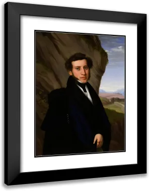 ArtDirect Eduard Friedrich Leybold 20x24 Black Modern Frame and Double Matted Museum Art Print Titled - Portrait of Sam Ehrenstamm (1830)